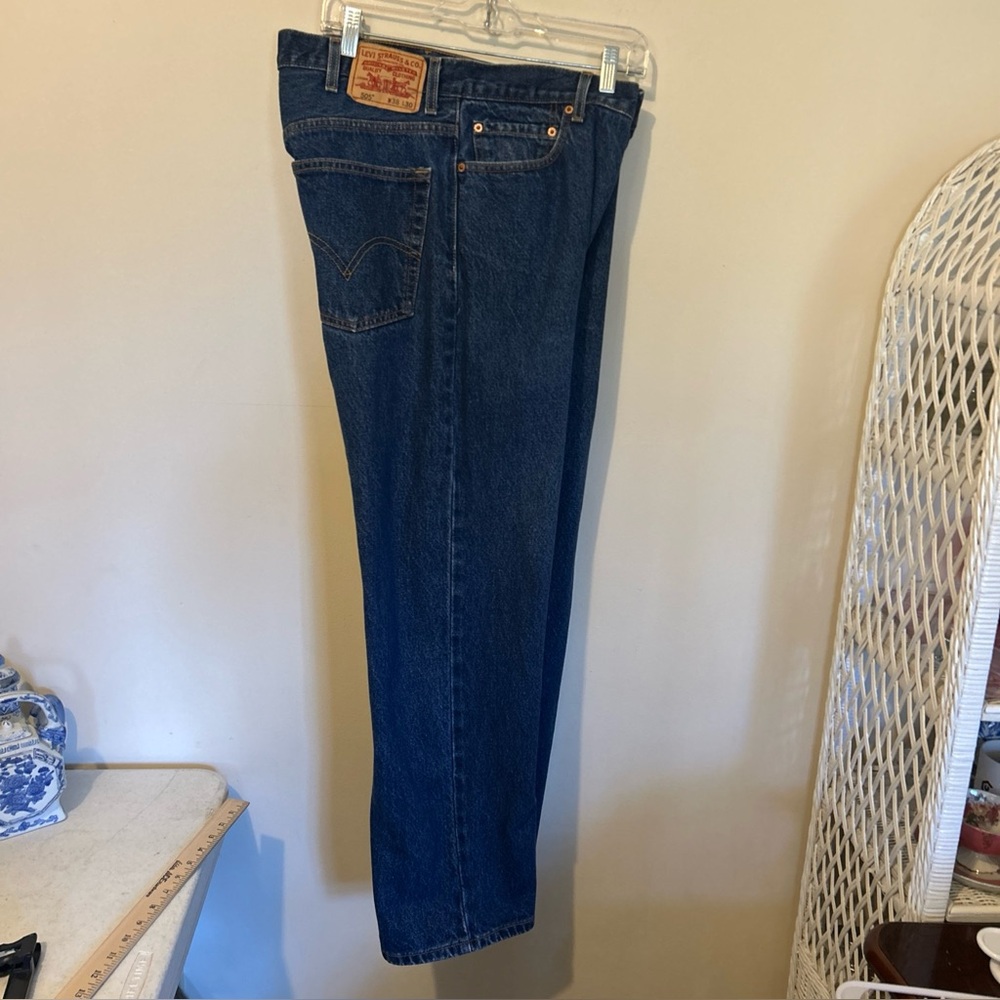 Levi’s 505 Blue Jeans Men’s 38/30 Denim Rare Blank Red Tab Straight Measures 37